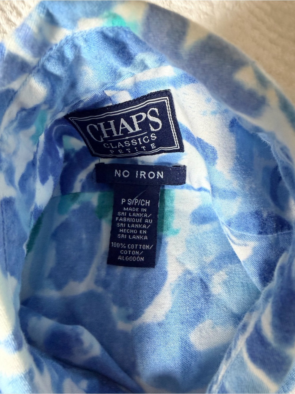 Chaps Blue and Teal Floral Button-Down Shirt - Picture 3 of 6